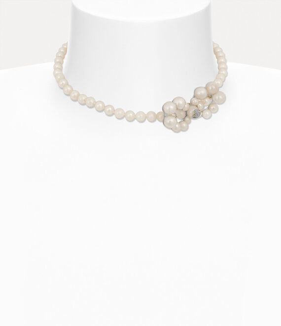 Vivienne Westwood Viviana Choker in PLATINUM/CREAMROSE Pearl